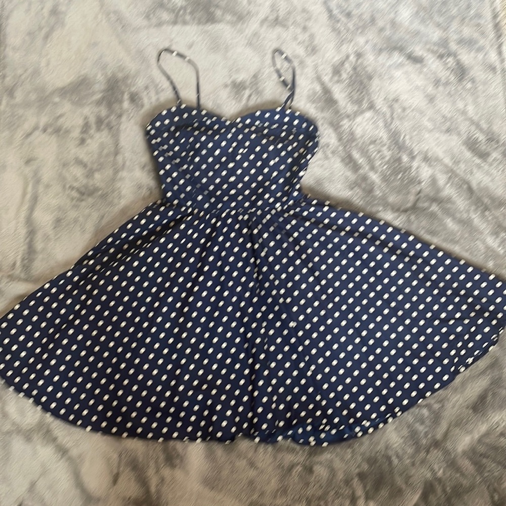 Retro polka dot dress navy blue